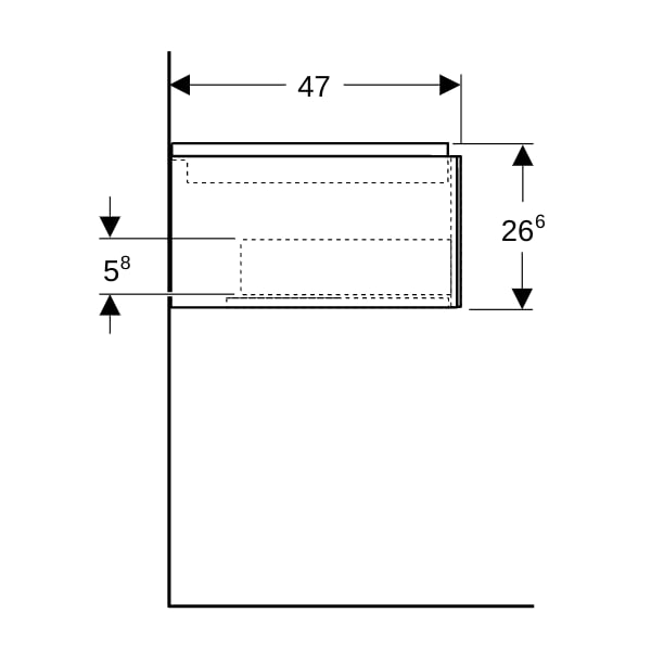 Geberit ONE Unterschrank für WT/-Platte 1 Schubl., 88,8x26,6x47cm, weiß hgl.