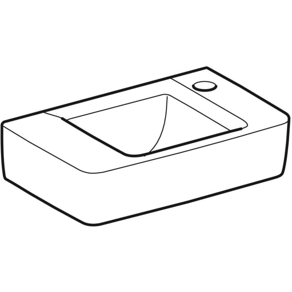 Geberit Renova Compact HWB, verk. Ausladung 40x25cm, Hl. rechts, o. Ül., weiß, Tect