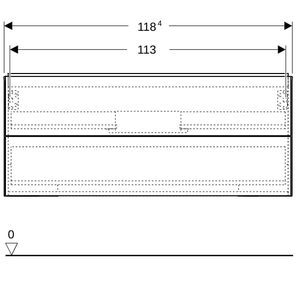 Geberit ONE Unterschrank für WT/-Platte 2 Schubl., 118,4x50,4x47cm, greige matt