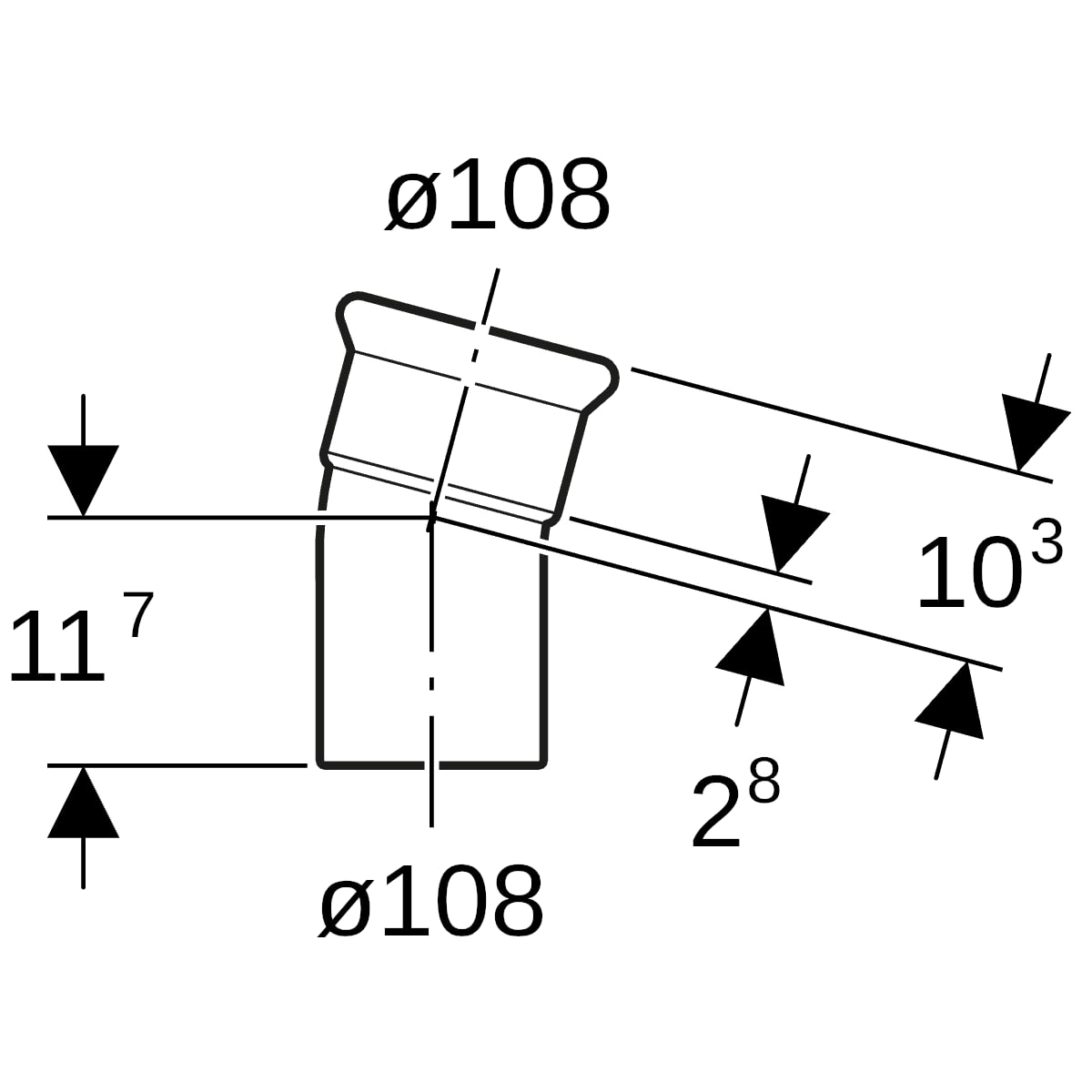 Geberit Mapress Edelstahl Bogen 15Gr d108 mit Einschubende