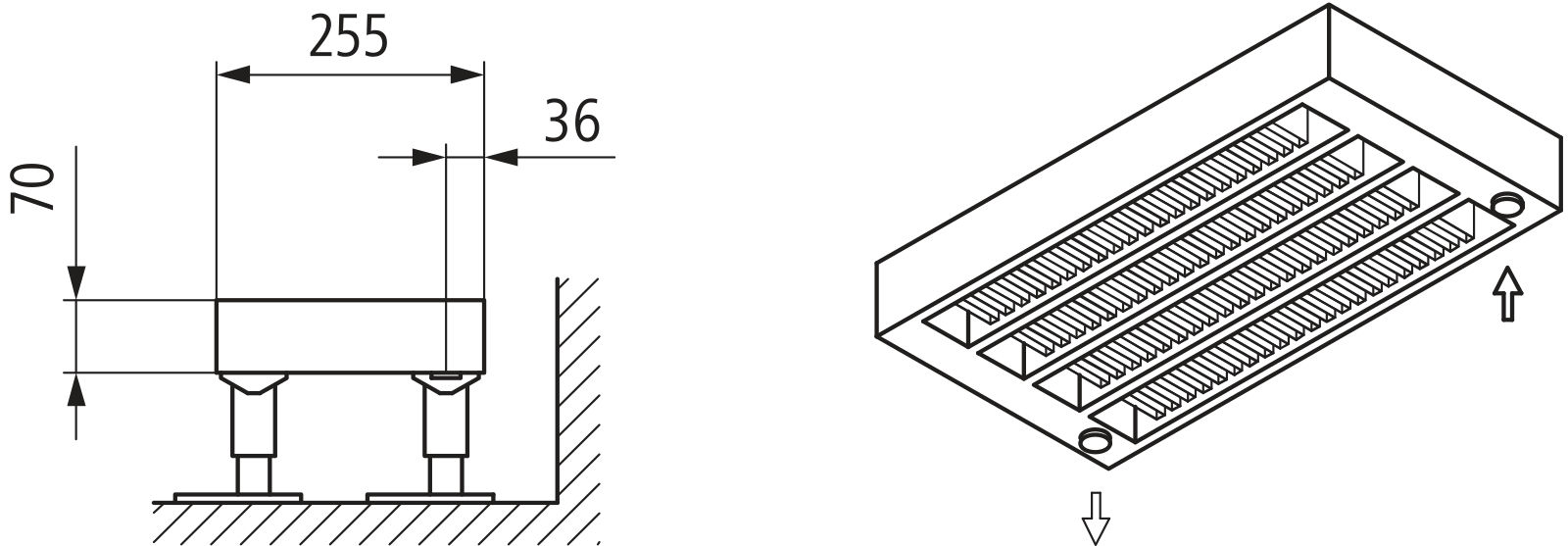 Kermi Konvektor Typ54 BH280x255x700mm QN1677,weiß,6bar,o. Abd.,AB Uni.