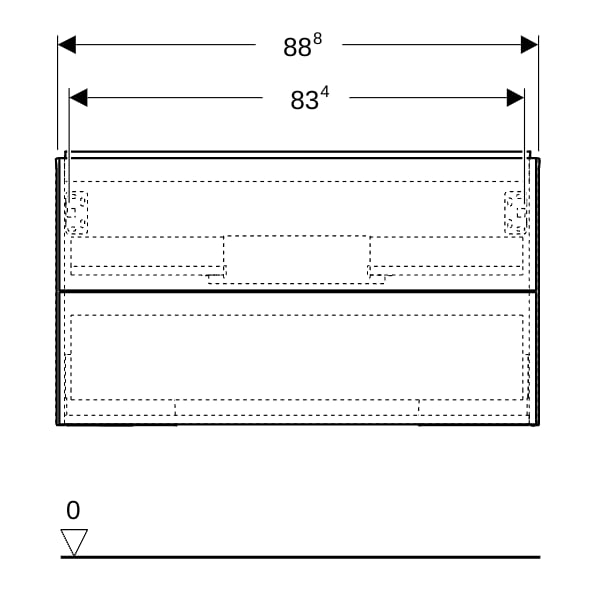 Geberit ONE Unterschrank für WT/-Platte 2 Schubl., 88,8x50,4x47cm, sandgrau hgl.