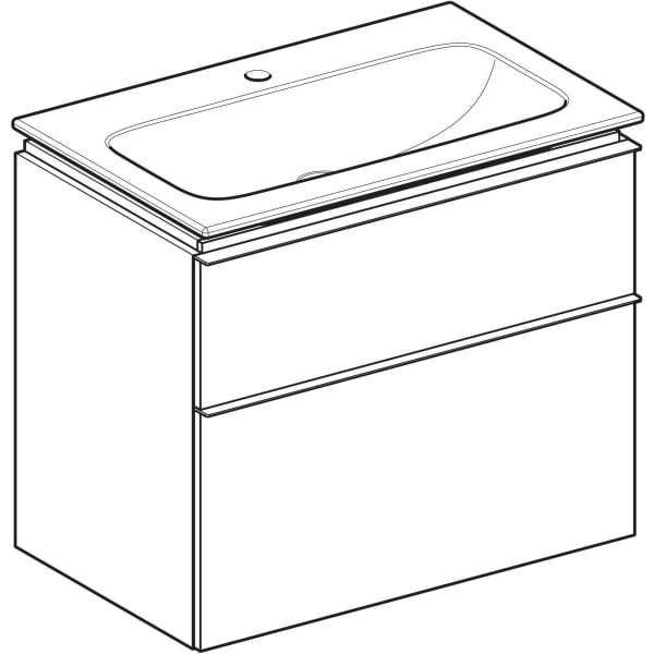 Geberit iCon Set MWT m. US, 2 Schubl. 75x63x48cm, Nussbaum/Gr. lava/KeraTect