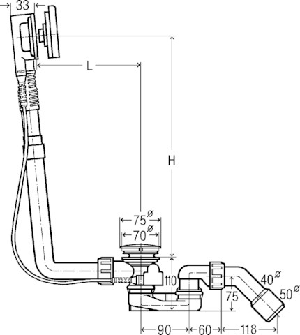 Viega Ab-/Überlauf Multiplex Visign M9 6171.12 in 1070mmxDN40/50 verchromt