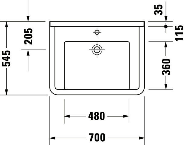 DU Waschtisch Starck 3 Vital 700 mm mit ÜL, mit HLB, 1 HL, weiß WonderGliss