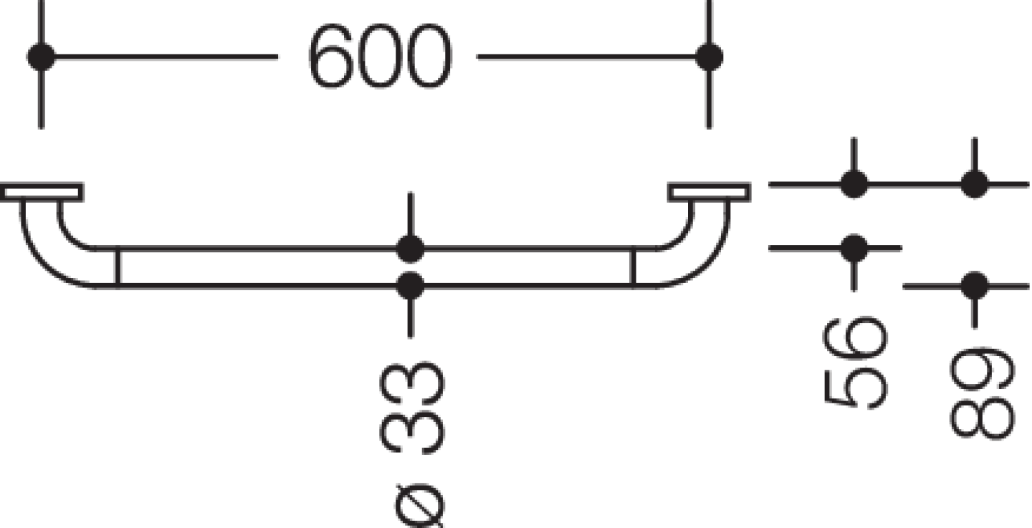 HEWI Haltegriff Ser 801, AM:600mm, antimikrobielle Ausrüstung signalweiß