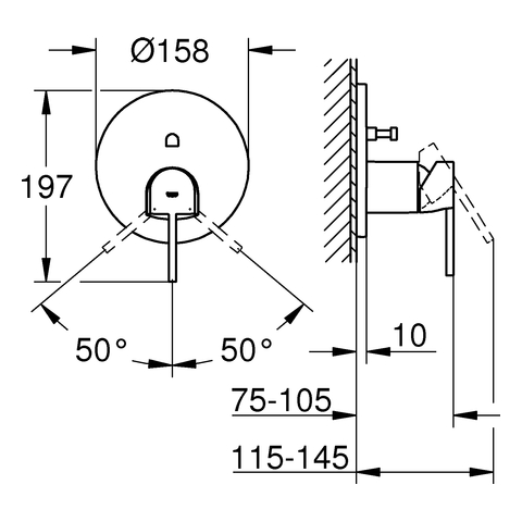 GROHE EH-Wannenbatterie Plus 24060_3 FMS für 35604 hard graphite gebürstet