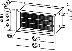 Helios WHR 4/60/30 35 Warmwasser-Heizreg. f. Rechteck-Kanäle