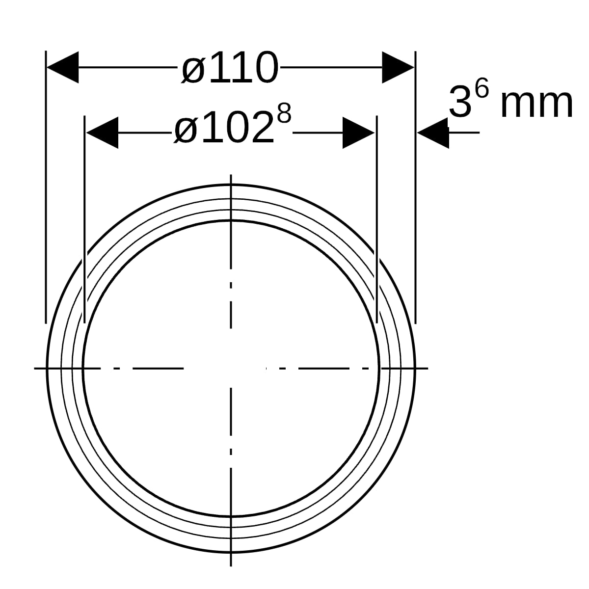 Geberit Silent-PP Rohr mit Muffe d110x3,6 L:100cm