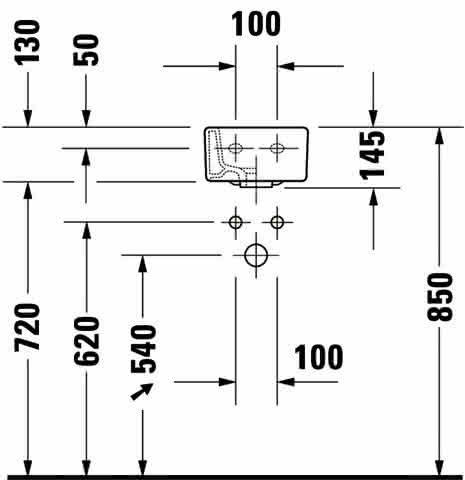 DU Handwaschbecken Vero 250 mm mit ÜL, mit HLB, 1 HL, weiß
