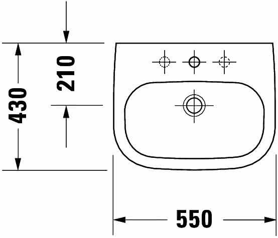 DU Waschtisch D-Code 550 mm mit ÜL, mit HLB, 1 HL, weiß