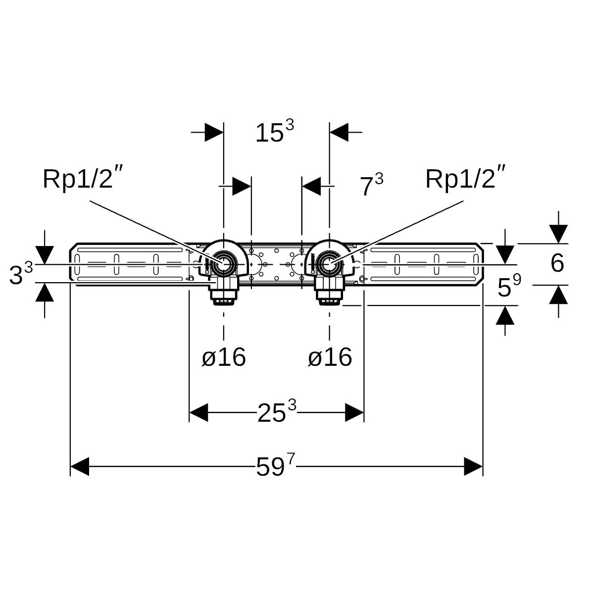 Geberit PushFit Anschlusswinkel 90Gr vormont. zweifach Rg d16-Rp1/2