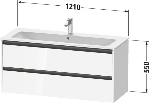 DU WTU wandh. Ketho 2, 2 Schubkästen 550x1210x480mm, Weiß Matt