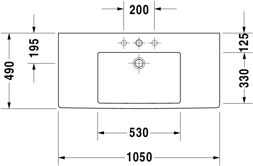 DU Möbelwaschtisch Vero 1050 mm mit ÜL, mit HLB, 1 HL, weiß