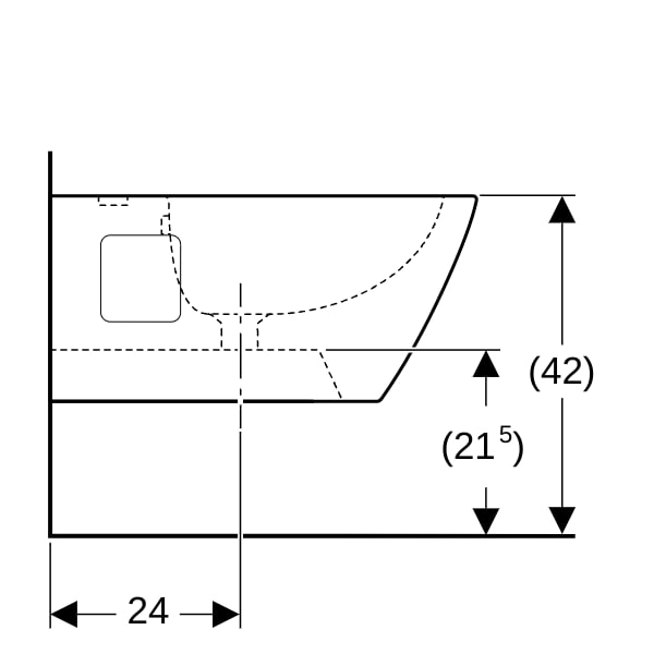 Geberit Renova Plan Wandbidet teilgeschlossene Form, m. Ül., weiß Tect
