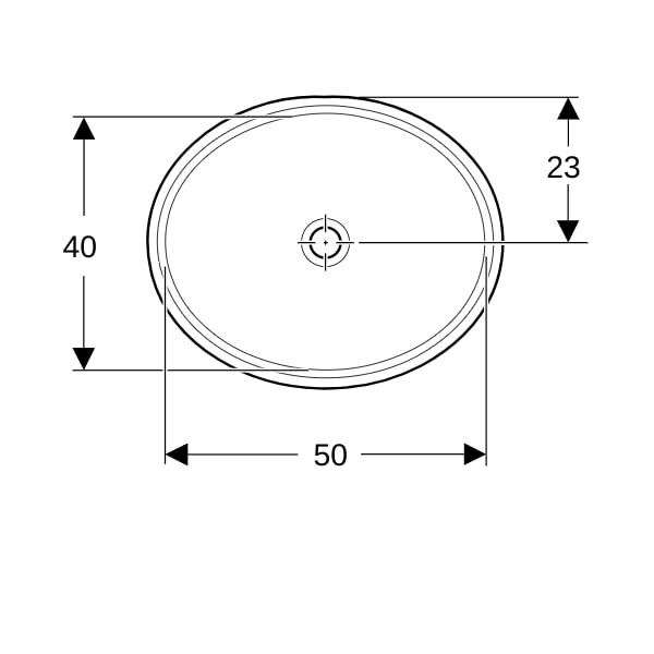 Geberit VariForm Unterbauwaschtisch, oval 56x46cm, o. Hl, o. Ül., weiß, KeraTect