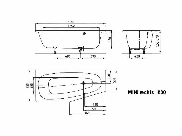 KA BW MINI RECHTS Mod.830,1570x750mm, alpinweiß,Perl-Effekt,Antislip