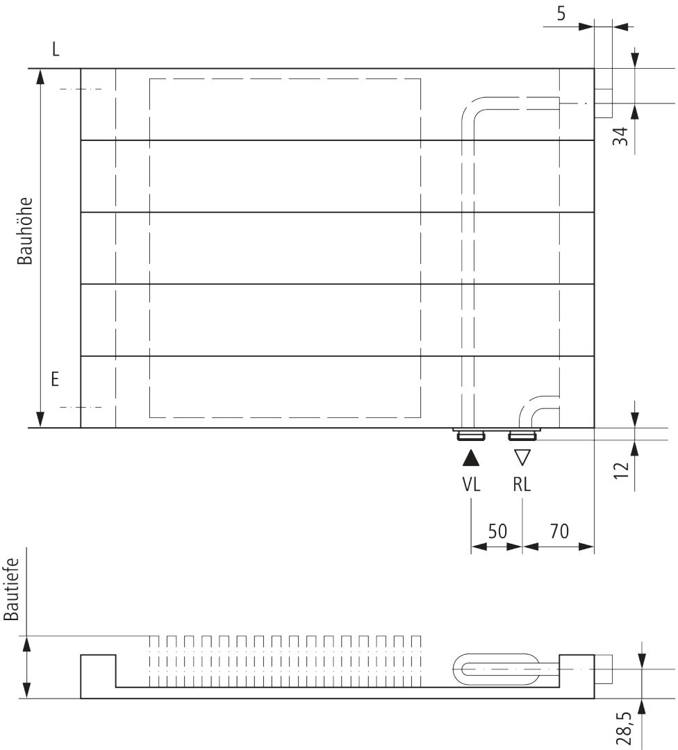 Kermi V-Heizwand HHV T10 BH560x43x500 QN297, RAL9016, 6 bar,o. Abd.,Ausf. re