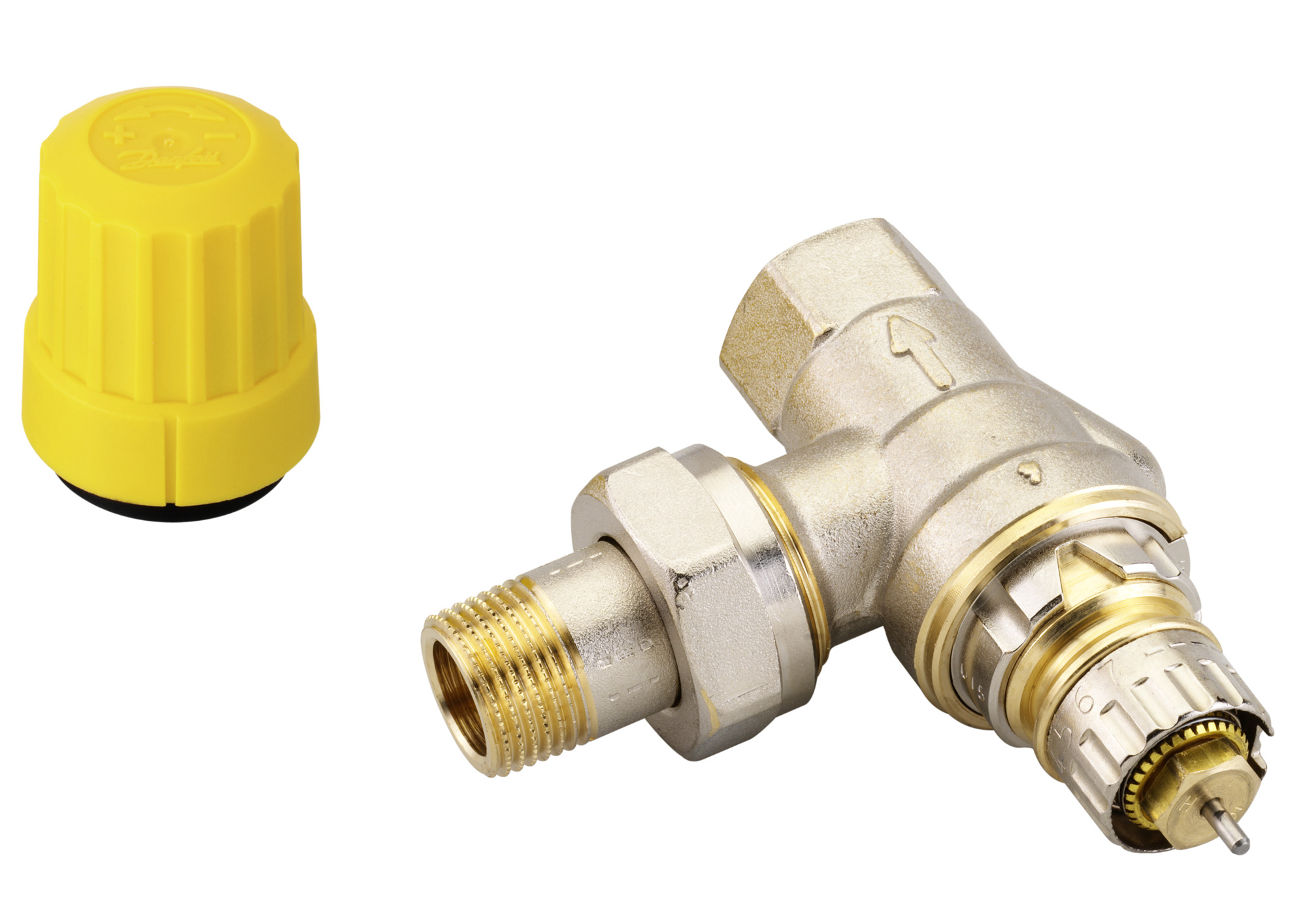Danfoss Ventilgehäuse RA-UR 10 R 3/8, Eck, matt vernickelt