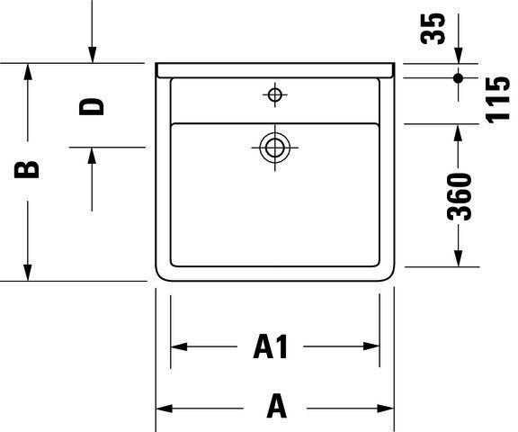 DU Waschtisch Starck 3 Vital Med 600 mm ohne ÜL, mit HLB, HL-Vst., weiß WG