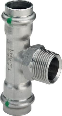 Viega T-Stück mit SC Sanpress Inox 2317.1 in 22mm x R3/4 x 22mm Edelstahl