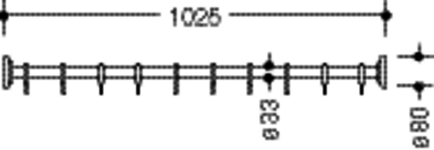 HEWI VH-Stange Ser 801, L:1025mm, 10 Ringe, suizidhemmend reinweiß