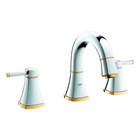 GROHE 3-Loch-WT-Batterie Grandera 20417 flacher Auslauf chrom/gold