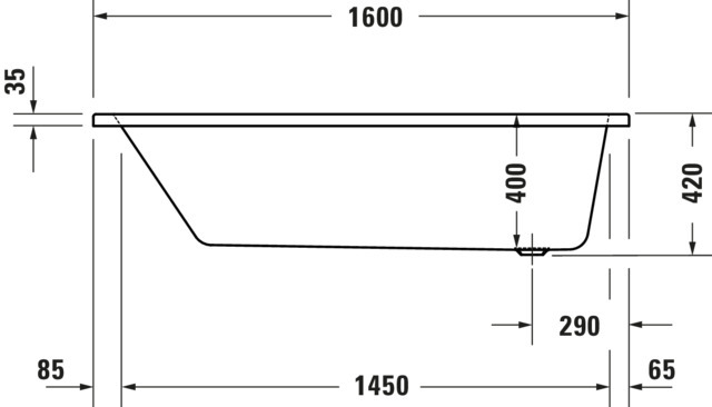 Duravit No.1 Whirlwanne Duravit 1600x700mm Einbauversion,1 Rückensch.,Jet P, Weiß