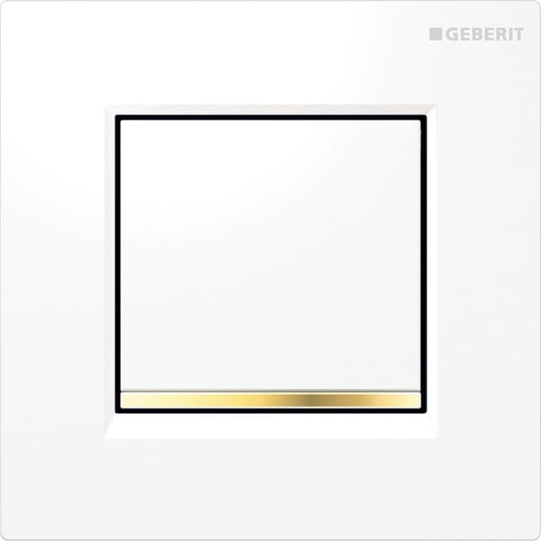 Geberit Typ 20 BetPl., eckig, für UR-Strg. pneum. Sp-Ausl., weiß /goldf. glänzend