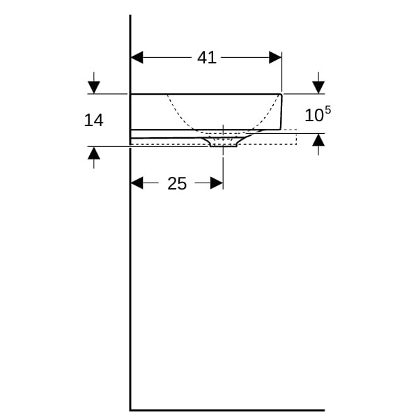 Geberit ONE AS-WT rechteckig, 50x41 cm o. Hl., o. Ül., weiß, KeraTect