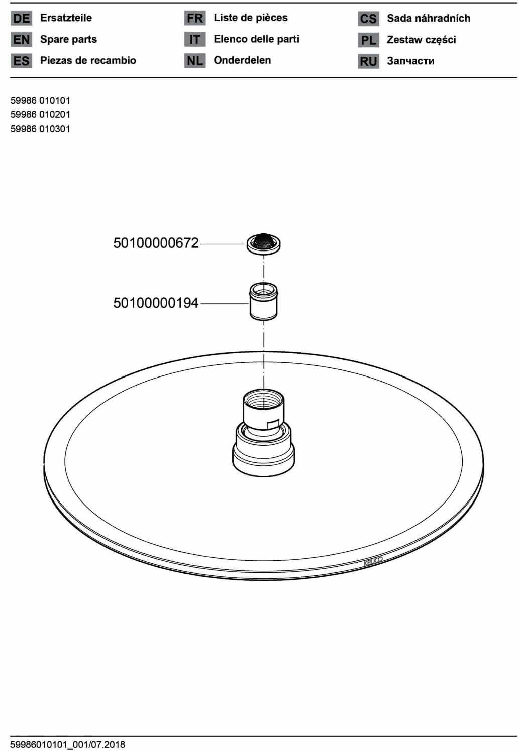 KEUCO Kopfbrause Armaturenzub. 59986, rund, 300 mm, Chrom-finish