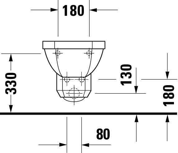 DU Wand-Bidet 1930 580 mm mit ÜL, mit HLB, 1 HL, weiß