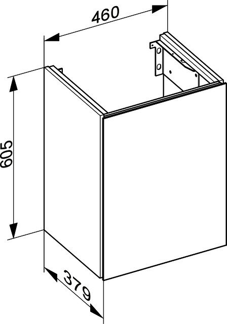 KEUCO WTU X-Line 33122, 1-trg.,Anschl.,re., anthrazit/Glas anthrazit, 460x605x380mm