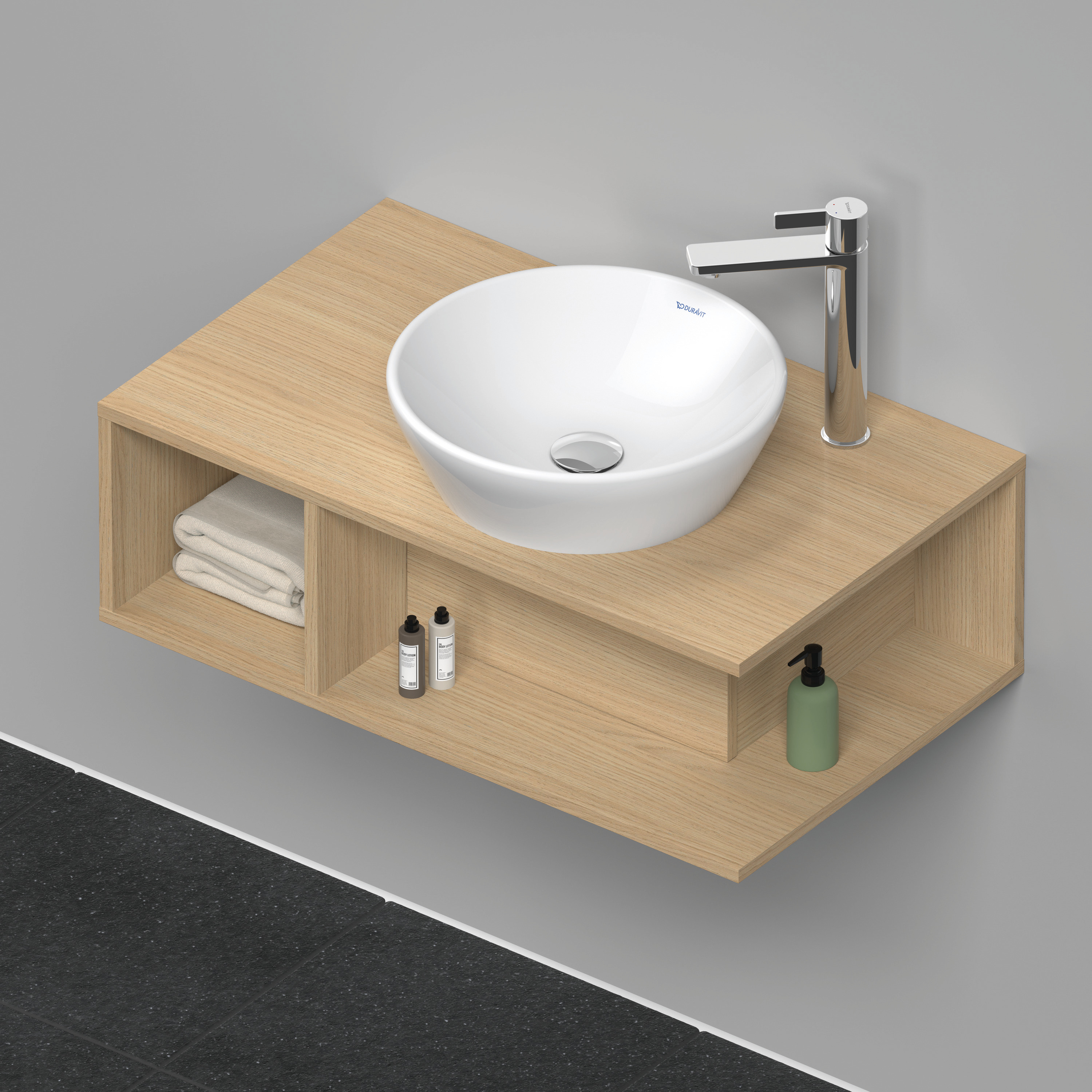 Duravit D-Neo WTU wandh.,1 offenes Fach l., 260x800x480mm, Eiche Natur