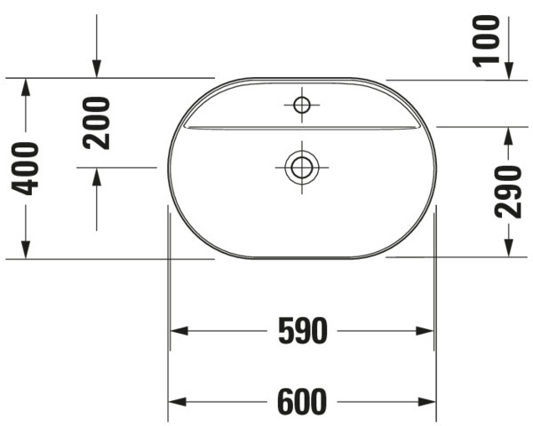 DU Aufsatzbecken Luv 600mm o.ÜL, m.HLB, 1 HL, grau seidenmatt
