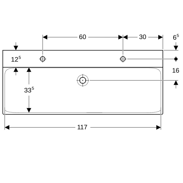 Geberit Xeno2 Waschtisch, 120x48cm zwei Hl., o. Ül., weiß, KeraTect