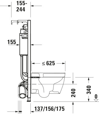 DU DuraSyst.für WWC,Trockenbau,Höhe 1148 Hygienespül. Spülbed.elektronisch Vorne