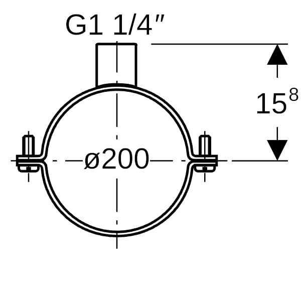 Geberit Rohrschelle mit Gewindemuffe G1 1/4 d200
