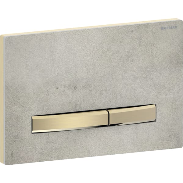 Geberit Sigma50 BetPl., eckig, 2-Mengen-Sp. messing gebürstet, Etc/Betonoptik