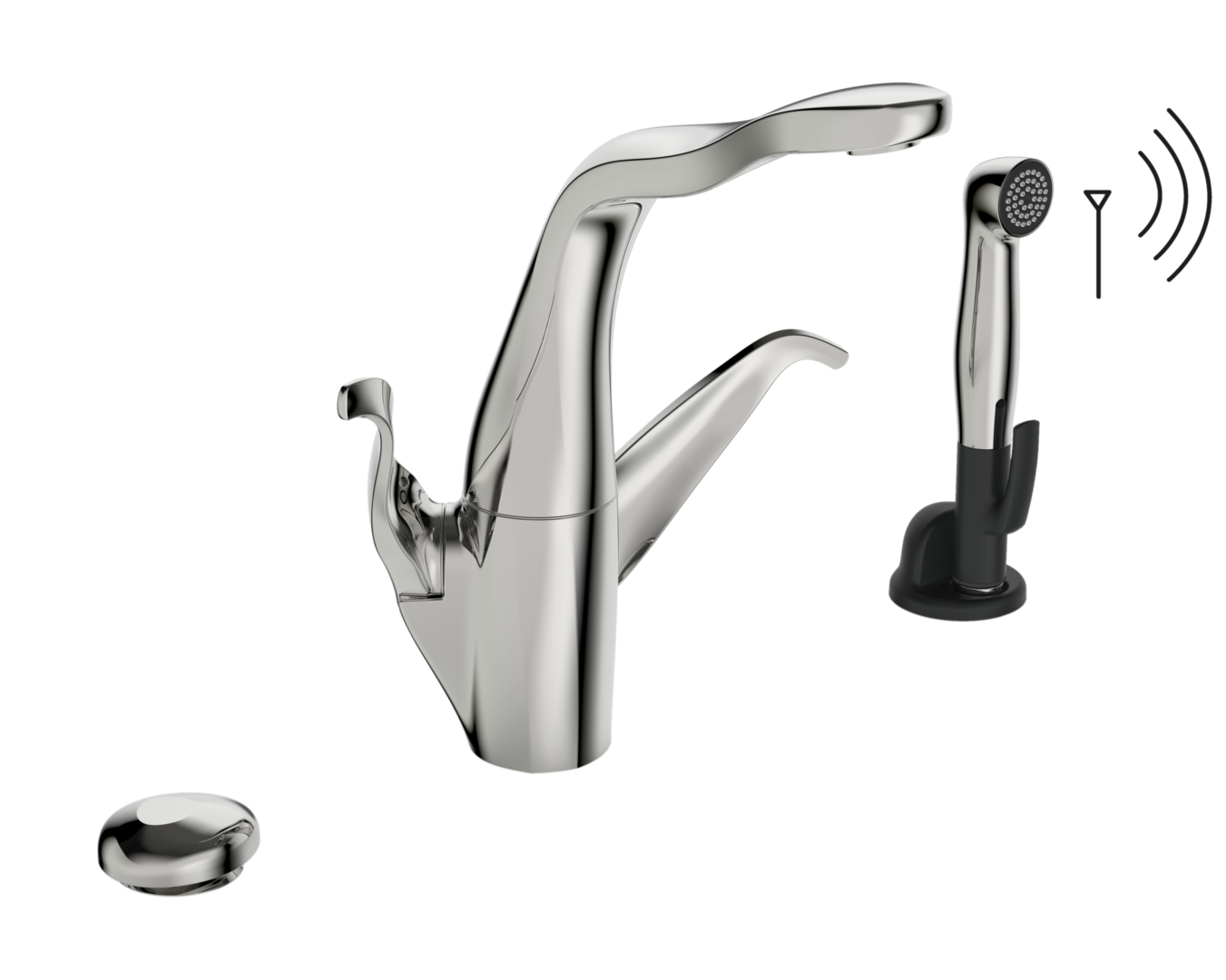 Hansa Küchenarm. ALESSI Swan by HANSA 0746 230/12 V Ausld. 181 mm DN15 chr