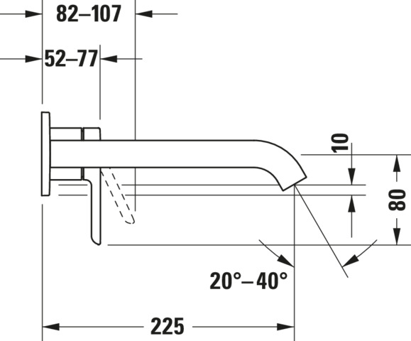 DU C.1 Einhebel-Waschtischmischer, UP Ausl.225mm,ohne Zugstange, Chrom HG