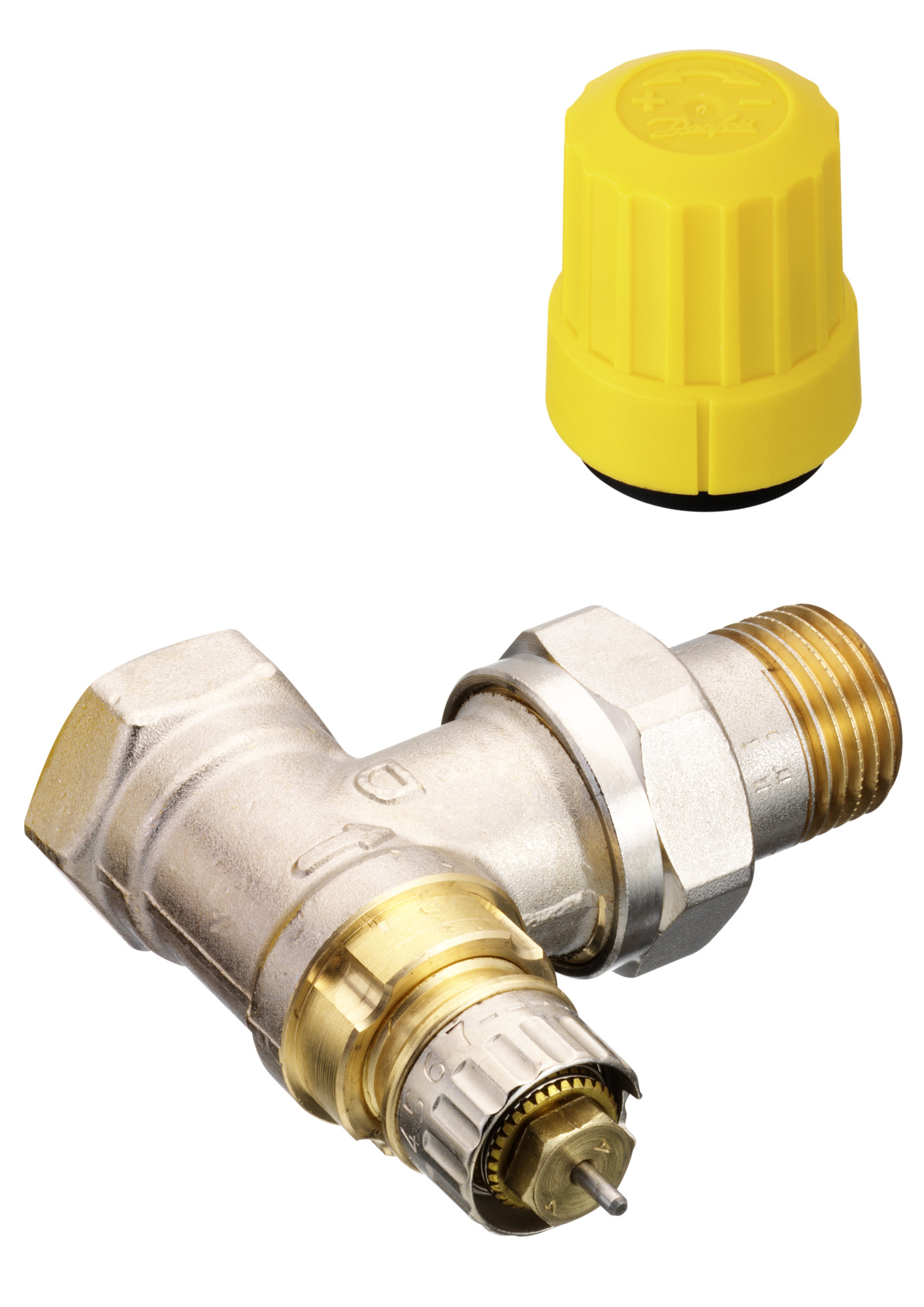 Danfoss Ventilgehäuse RA-UN 15 R 1/2, Eck, matt vernickelt