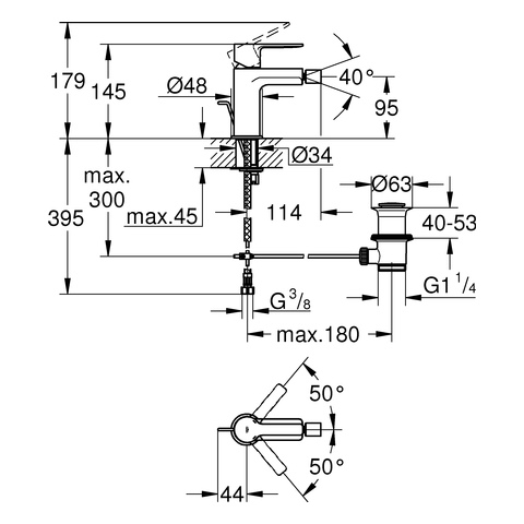 GROHE EH-Bidetbatterie Lineare 33848_1 Einlochmontage hard graphite gebürstet