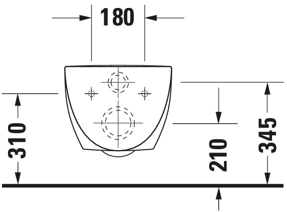 DU Wand-WC Architec 575 mm Tiefspüler, Durafix, weiß