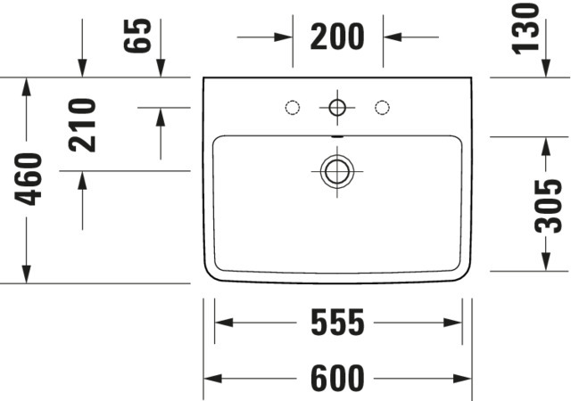 DU Waschtisch 600mm, Duravit No.1 weiß, mit ÜL, mit HLB