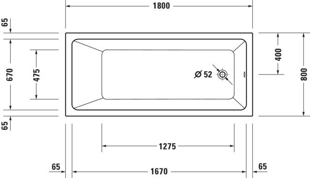 DU No.1 Whirlwanne Duravit 1800x800mm Einbauversion,1 Rückenschr. Jet P, Weiß