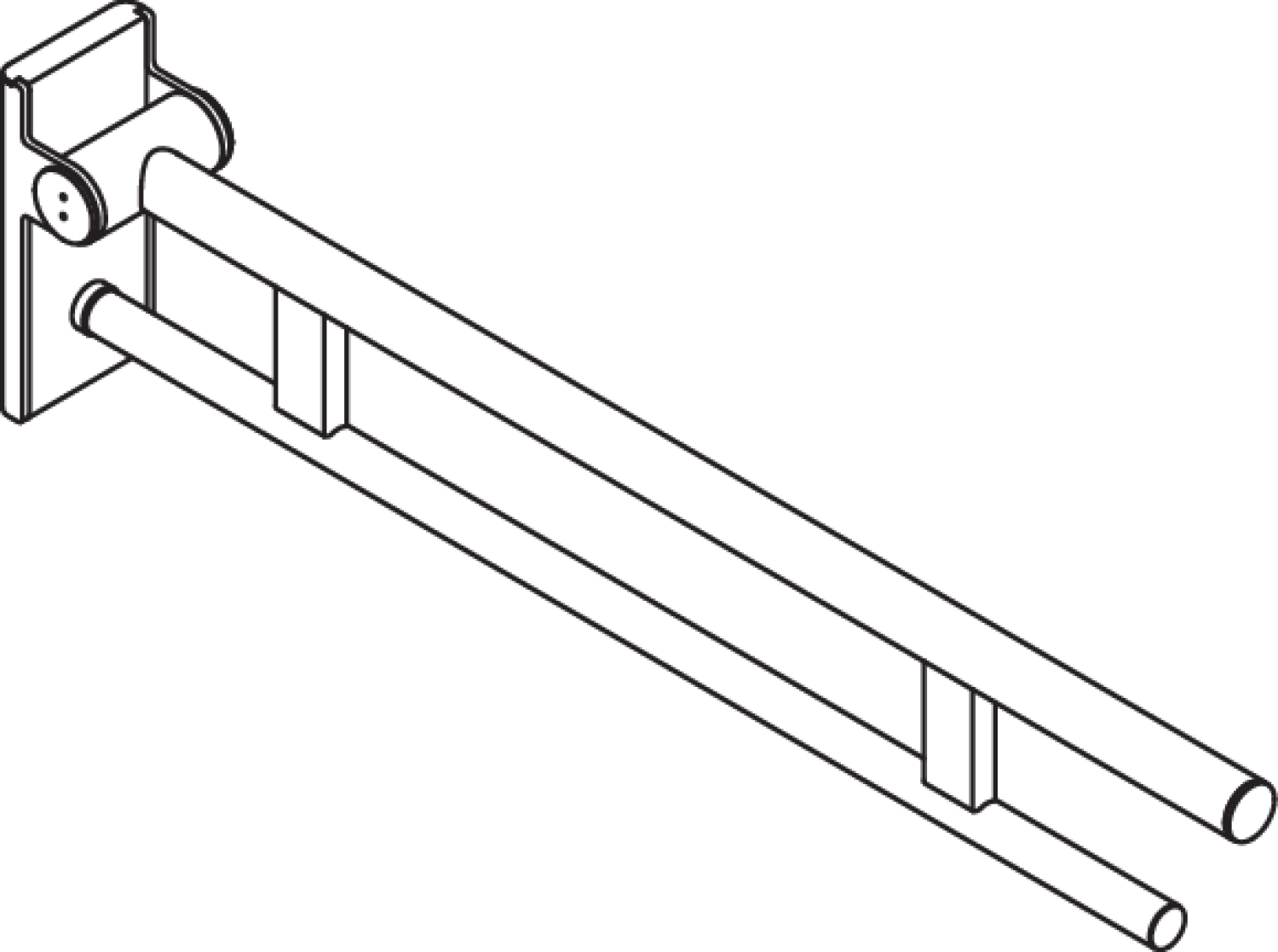 HEWI Stützklappgriff Duo (A), L:850mm, plvb schw tiefmatt