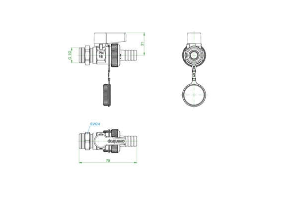 OVENTROP-Kugelhahn"Optiflex",DN15,1/2"AG m.Schlauchverschraubung, Kappe, Ms vern. OVENTROP-Kugelhahn"Optiflex",DN15,1/2"AG m.Schlauchverschraubung, Kappe, Ms vern.