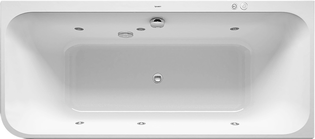 Duravit Happy D.2 Whirlw. 1800x800mm, Ecke R Angef Acryl-VK,Rückens.2,Jet-Syst., Weiß