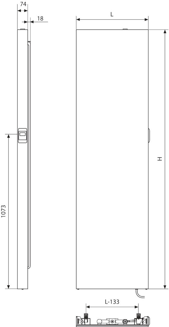 Kermi E-Panel Plan Hyg T10 1800x74x400 max.P 1000, RAL9016, SK2, li, m.Stecker
